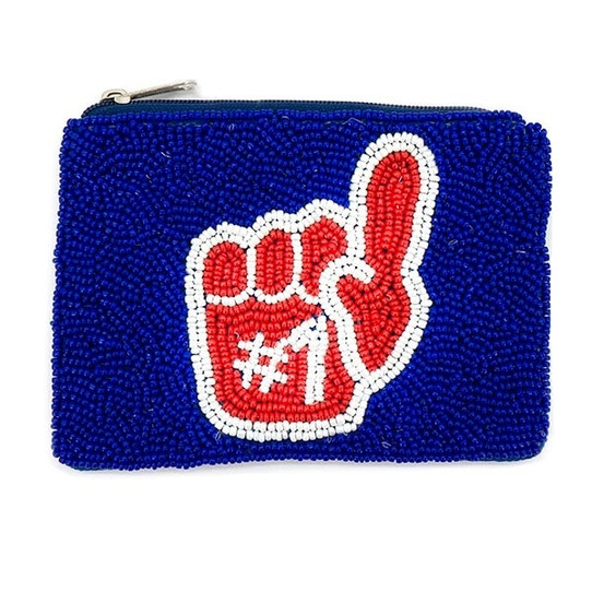 TYLER'S #1 Fan Seed Beaded Coin Purse in Blue/Red