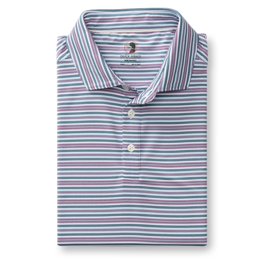 Duck Head Men's Long Drive Stripe Polo Aubergine front