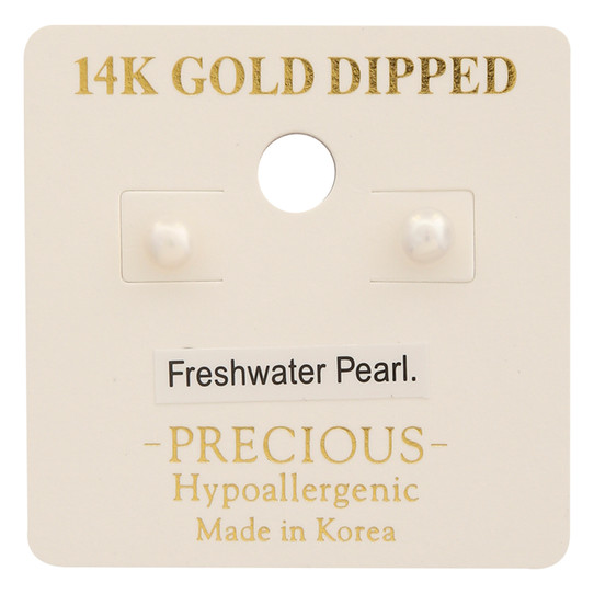 TYLER'S 14K Gold Dipped Freshwater Pearl Stud Earrings detail view