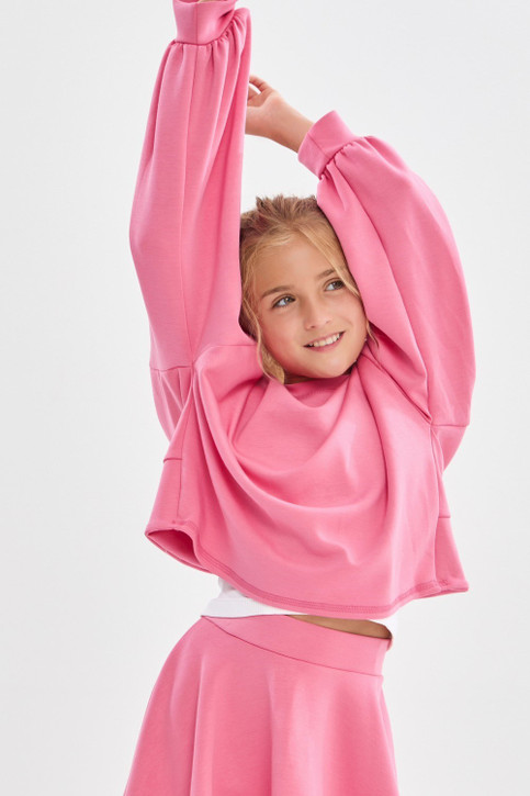 Good Girl Girls' Open Back Modal Knit Top in Pink close-up