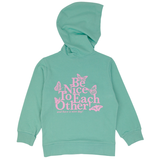 Tiny Whales Girls' Be Nice Hoodie Jade back view