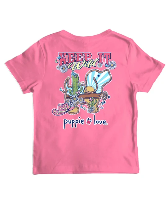 Puppie Love Girls' Keep It Wild Pup Tee Azalea detail view