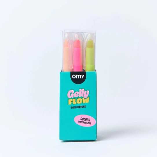 OMY Gelly Flow Gel Crayons colorway display