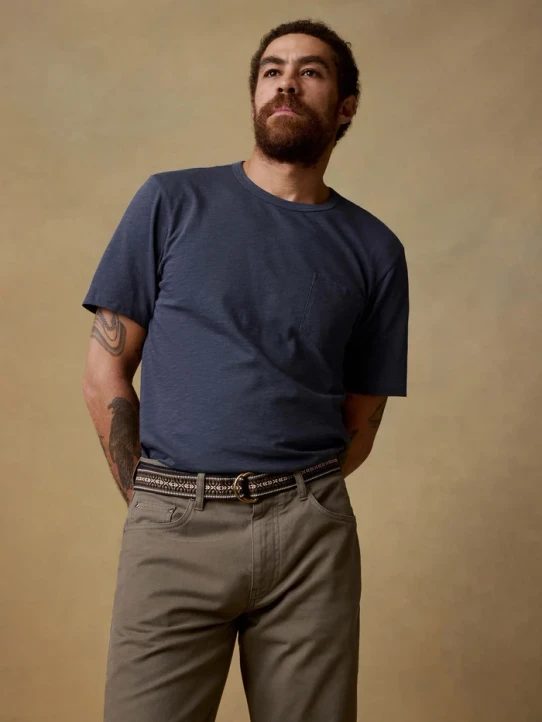 Faherty Men's Sunwashed Pocket Tee Dune Navy side view