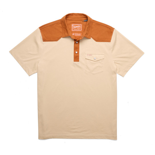 Howler Brothers Texas Longhorns Ranchero Polo RANCHERO LOS LONGHORNS flat lay