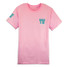 Racquet & Jog Blossom Pink/Teal Comfort Color Tee front view