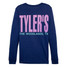 TYLER'S Navy/Panther Pink Long Sleeve Track Tee The Woodlands back view