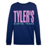 TYLER'S Navy/Panther Pink Long Sleeve Track Tee Austin back view