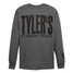 TYLER'S Dark Heather Black Long Sleeve Block Tee back view