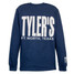 TYLER'S Navy/White Long Sleeve Block Tee Ft. Worth back view