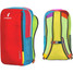 Cotopaxi Batac 16L Del Día backpack in colorful patchwork design, angled view