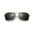 Ray-Ban Caravan sunglasses in gold frame with green lenses, angled view