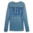 TYLER'S Heather Slate and Storm Blue Long Sleeve Track Tee back view Dallas