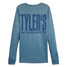 TYLER'S Heather Slate and Storm Blue Long Sleeve Track Tee back view The Woodlands