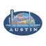 TYLER'S Austin Faraway sticker in blue and white design