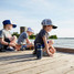 YETI Rambler Jr 12 oz kids water bottle in navy blue, angled view