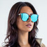 Blenders Lady Pacific Cat Eye Sunglasses in Crystal Dark Blue/ Blue mirror colorway