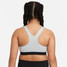 Nike Girls' Swoosh Sports Bra in black, angled side view