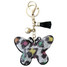 Rhinestone Leopard Butterfly Tassel Keychain front view