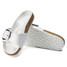 Women's Madrid Big Buckle Leather Sandals - White Flats 139.99 TYLER'S