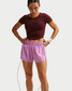 Nike Women's Dri-FIT One 3" Brief-Lined Shorts Light Magenta/White front view