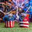 Puffin Drinkwear Liberty Buoy Koozie red, white, and blue angle view