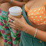Pura Vida Bahama Bead Stretch Bracelet silvertone front view