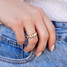 Pura Vida Checkerboard Ring in gold with angled view detail
