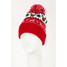 Fame Accessories Christmas Reindeer Pom Beanie in multi-color with fuzzy pom-top