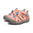 The Keen Little Girls' Seacamp II CNX Sandals in the colorway Papaya Punch/ Marina