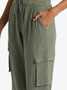 Roxy Women's Precious Cargo Beach Solid Pants in agave green colorway