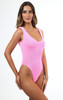 Love & Bikinis Women's Marbella One Size One Piece Swimsuit in strawberry pink colorway