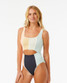 Rip Curl Women's Block Party Splice Good Coverage One Piece in multico colorway