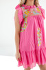 J. Marie Women's Nellie Ruffle Neck Dress in Pink/Multi colorway