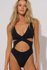 Everyday Sunday Women's Front Cross One Piece Swimsuit in black colorway