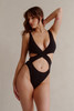Everyday Sunday Women's Front Cross One Piece Swimsuit in black colorway