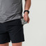 Burlebo Men's Everyday Performance Shorts in Matte Black/Retro Duck Camo side view