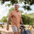 Burlebo Men's Performance Polo in Texas Orange and White detail view