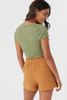 O'Neill Women's Shelbie Knit Crop Top in oil green colorway