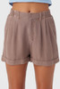 O'Neill Women's Rowan Linen Blend Shorts in deep taupe colorway