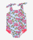 Ruffle Butts Toddler Girls' Cheerful Blossoms Tie Shoulder One Piece Swimsuit