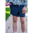 Burlebo Boys' Athletic Performance Shorts in Heather Navy with American Flag Pockets