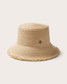 Hemlock Lenny Straw Bucket Hat in natural colorway crown detail