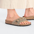Birkenstock Women's Oita Braided Suede Sandals in taupe colorway
