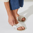 Birkenstock Women's Oita Suede Sandals the in antique white colorway
