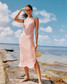 Southern Tide Women's Sun Farer Stripe Midi biologique Dress in conch shell colorway