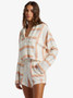 Roxy Women's Todos Santos Poncho Hoodie Over in Cafe Creme Stripe