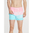 The Chubbies Men's 4 inch Lined Classic Swim Trunks in Blue, Pink and White Stripes