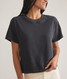 Marine Layer Women's Sadie Vintage Slub Crop Tee in Soft Black colorway