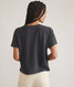 Marine Layer Women's Sadie Vintage Slub Crop Tee in Soft Black colorway